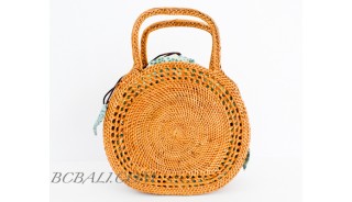 Rattan Handbag Moon Shape Filigree desaign handwoven